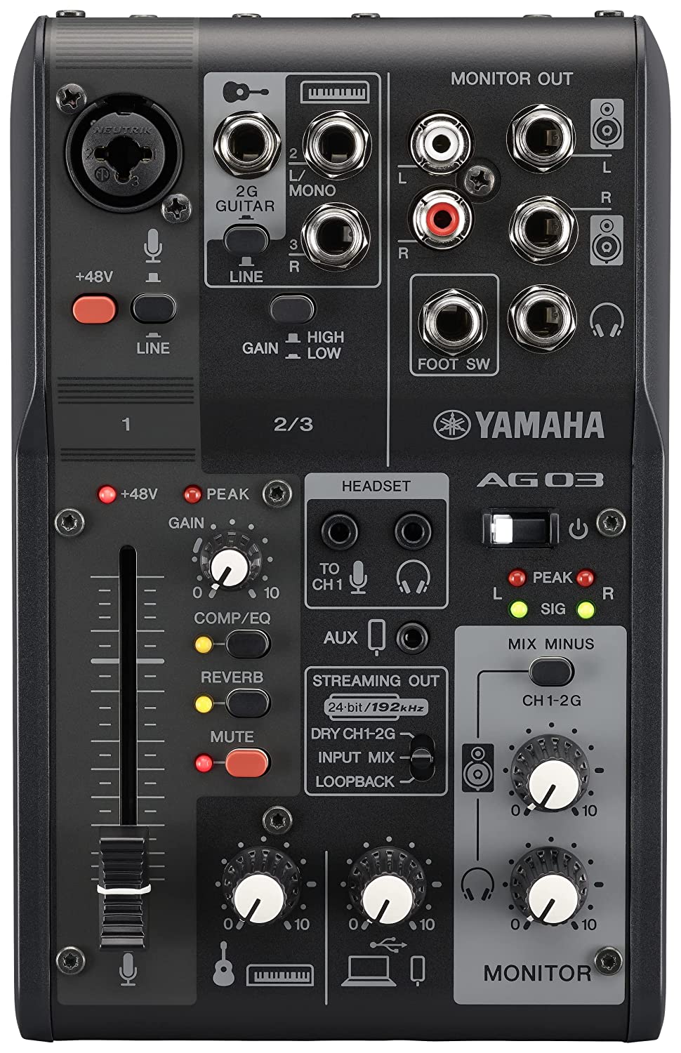 Yamaha AG06 MK2 Black 6-Channel Live Streaming Loopback Mixer/USB Interface