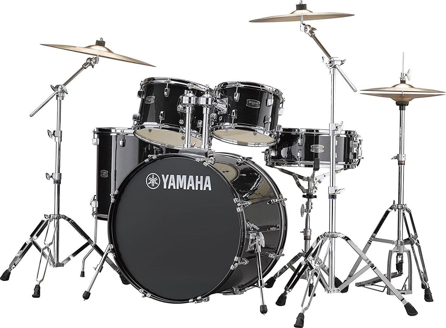 Yamaha Rydeen RDP2F5 5pc Shell Pack with 22" Bass Standard Drum Kit with GM2F53A Hardware Set, Black Glitter