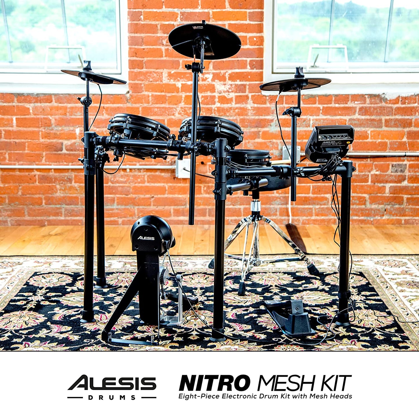 Alesis Nitro Mesh Kit | Eight Piece All-Mesh Electronic Drum Kit with Play Along Tracks, Drum Sticks & Drum Key Included